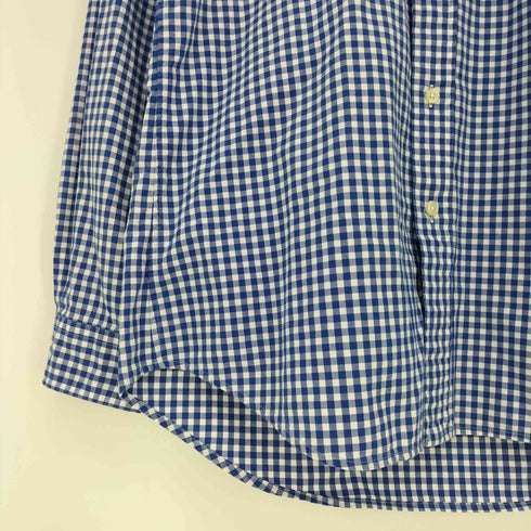 ポロラルフローレン POLO RALPH LAUREN CLASSIC FIT CHECKED PEACHED POPLIN SHIRT 現行QRタグ ギンガムチェック ポニー刺繍 長袖ボタンダウンシャツ メンズ import:S
