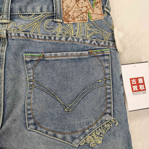 RUSTY ラスティ 刺繍 デザイン デニム ショーツ Y2K レディース 28