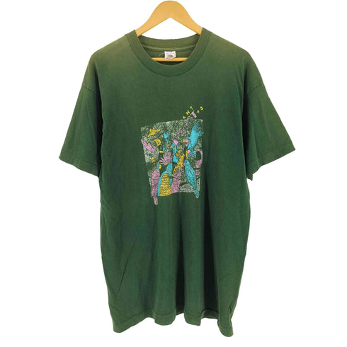 フルーツオブザルーム FRUIT OF THE LOOM 90s USA製 鳥 プリント フェード 半袖 Tシャツ メンズ XL