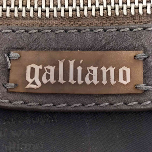 ジョンガリアーノ JOHN GALLIANO 00s イタリア製 ロゴプレート レザー切替 裏地ニュースペーパー 2way ショルダーボストンバッグ メンズ