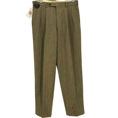 ジュンメン JUN MEN 80S YZIP ストライプ 2タック ウール ワイド スラックスパンツ メンズ 82