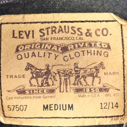 リーバイス Levis 80-90s 57507 ボタン裏43 オレンジタブ 先染め ブラック デニムジャケット メンズ M