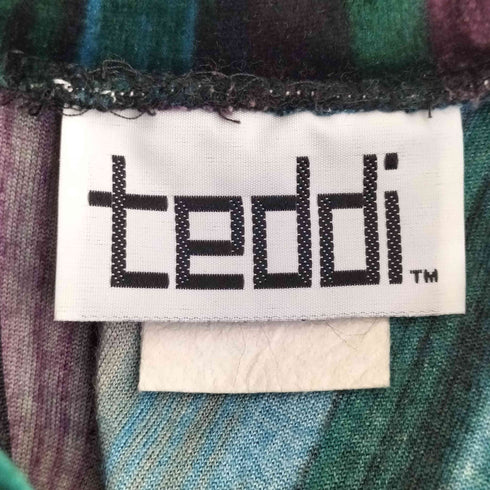 テディ teddi 80-90s ベロア ストライプ ハイネック 半袖 Tシャツ レディース