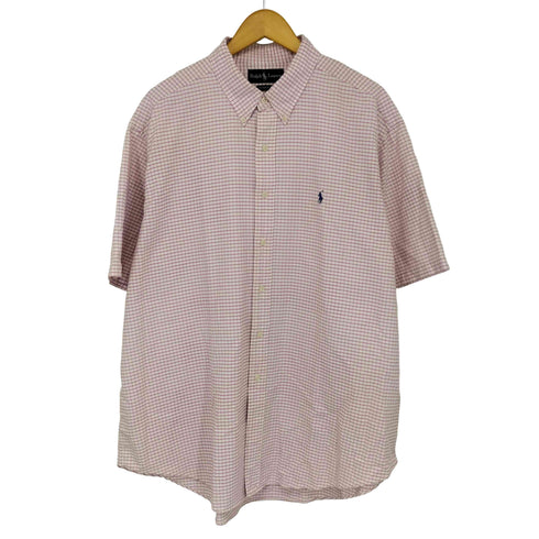 ラルフローレン RALPH LAUREN CLASSIC FIT ポニー刺繍 チェック柄 半袖シャツ メンズ XXL