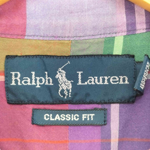 ラルフローレン RALPH LAUREN classic fit ボタンダウン マドラスチェックシャツ メンズ import:M