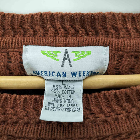 AMERICAN WEEKEND 90S OLD 編み込み レミー コットン ニット セーター メンズ import:L