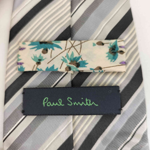 ポールスミス Paul Smith 裏地小花柄 マルチストライプ シルクネクタイ メンズ