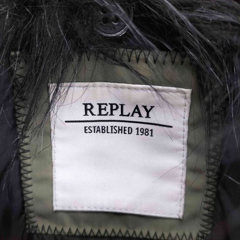 リプレイ REPLAY Fur Hooded Bomber Jacket ファー フーデッド ボンバー ジャケット MA1 Y2K レディース import:S