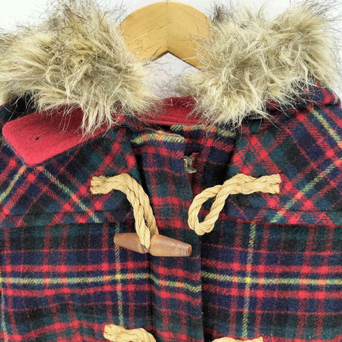 ラルフローレン RALPH LAUREN タータンチェック ファー ダッフルコート レディース 130