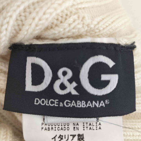 ディーアンドジードルチェアンドガッバーナ D&G DOLCE&GABBANA イタリア製 ハラコレザー ロゴワッペン アクリル ニット帽 メンズ FREE
