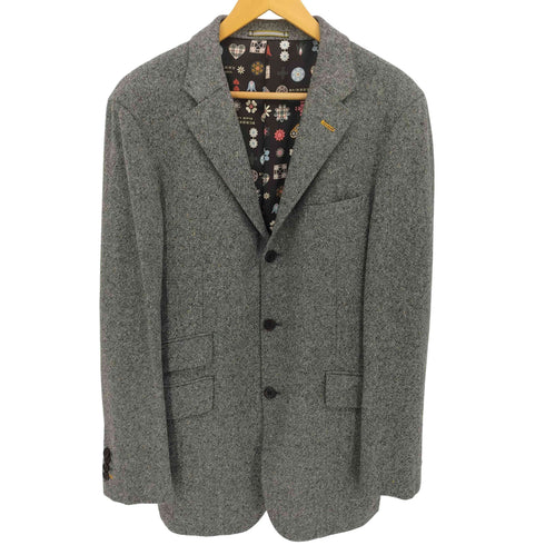 バーバリーブラックレーベル BURBERRY BLACK LABEL 裏地 総柄 ネップ 3B テーラードジャケット メンズ import:L