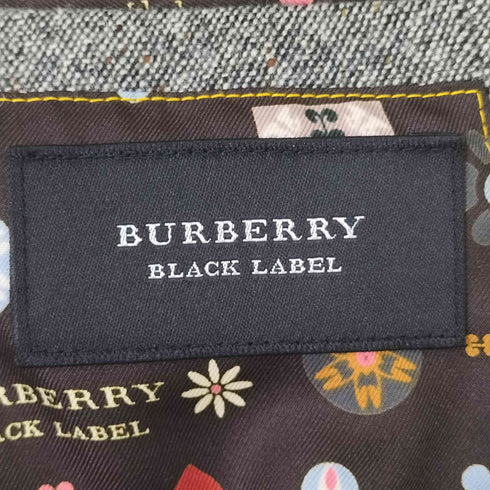 バーバリーブラックレーベル BURBERRY BLACK LABEL 裏地 総柄 ネップ 3B テーラードジャケット メンズ import:L