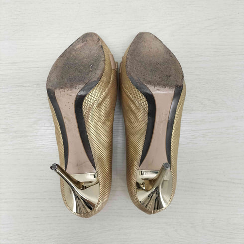 サルヴァトーレフェラガモ Salvatore Ferragamo ゴールドリボン オープントゥパンプス レディース 7 1/2