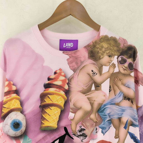 ランドバイミルクボーイ LAND by MILKBOY CEREAL KILLER TEE 総柄 プリント Tシャツ レディース