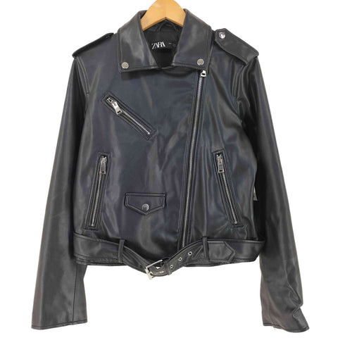 ザラ ZARA フェイクレザー ダブルライダース ジャケット レディース L