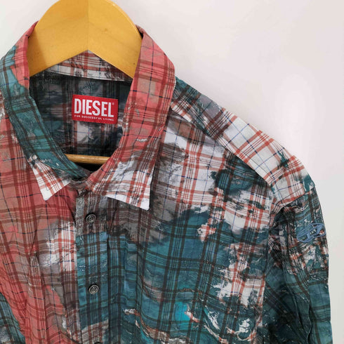 ディーゼル DIESEL S-Umbe-SSL-Globe チェック柄 グラフィック S/S シャツ メンズ JPN:46