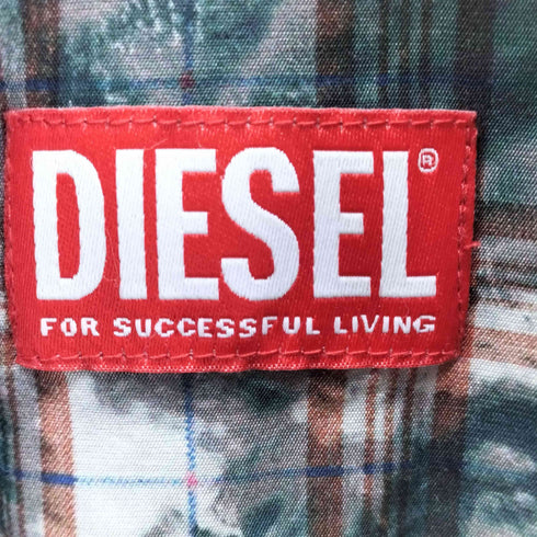 ディーゼル DIESEL S-Umbe-SSL-Globe チェック柄 グラフィック S/S シャツ メンズ JPN:46