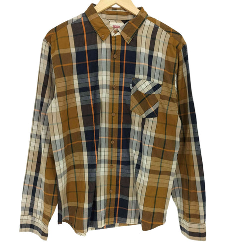 リーバイス Levis 猫目ボタン ポケット マドラスチェック 長袖 ボタンダウン シャツ メンズ import:M