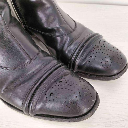 セルジオロッシ sergio rossi イタリア製 vibramソール パンチドキャップトゥ サイドジップ レザー ブーツ メンズ UK:8
