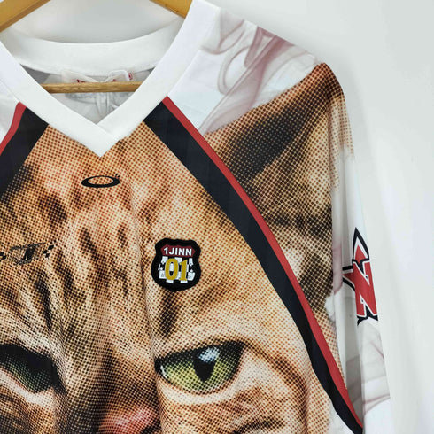 1JINN STUDIO Big Cat Face Print Satin Long Sleev ビッグキャットフェイスプリント サテン ゲームシャツ レディース import:M