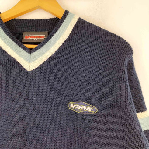 バンズ VANS 90s Vネック ロゴデザイン 刺繍 チルデンニット メンズ import:M