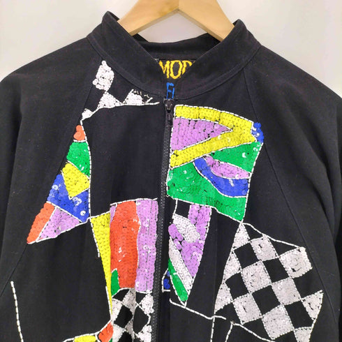 80s-90s MODI DENIM スパンコールデザイン スタンドカラージップアップジャケット メンズ JPN:M