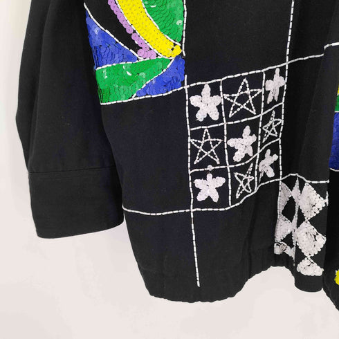 80s-90s MODI DENIM スパンコールデザイン スタンドカラージップアップジャケット メンズ JPN:M