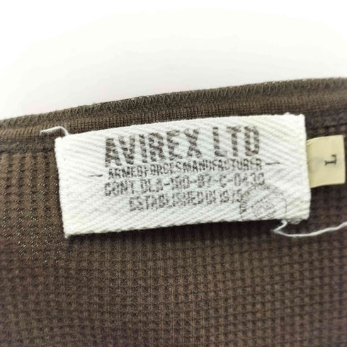 アヴィレックス AVIREX ワッフル ロゴプリント ヘンリーネックカットソー メンズ JPN:L