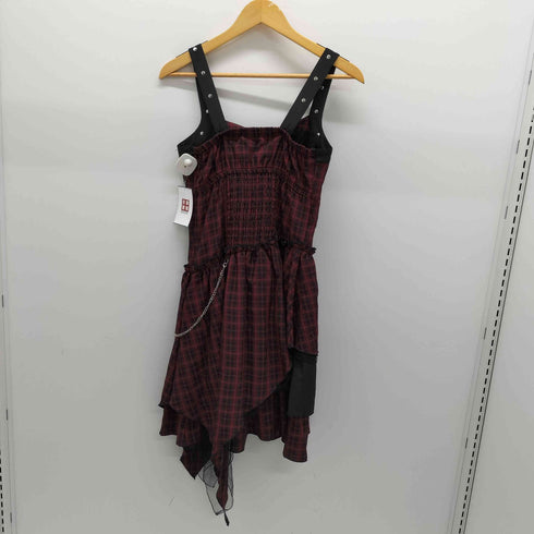 NIBBLE POISON チェック柄 アシンメトリー レースアップ ギャザーワンピース レディース JPN:M