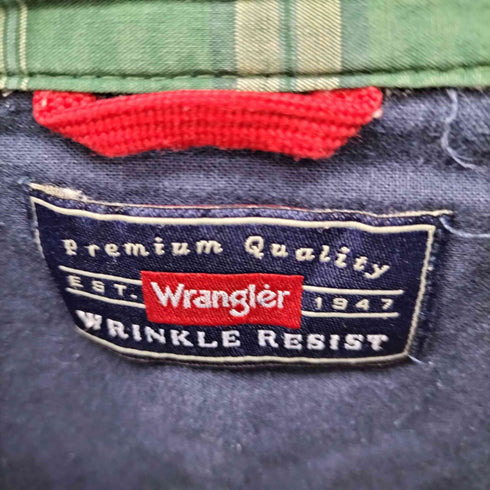 ラングラー Wrangler WRIKLE RESIST タータンチェック S/S ボタンダウン シャツ メンズ 3XL