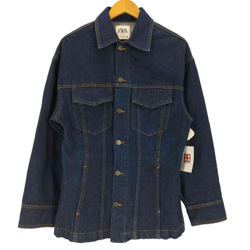 ザラ ZARA ウエスト ドローコード ステッチ デニム ジャケット レディース JPN:S