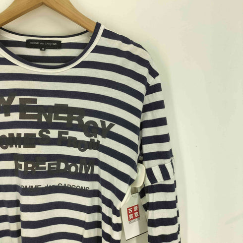 コムデギャルソン COMME des GARCONS MY ENERGYcomes fromFREEDOM 文字プリント クルーネック L/S ボーダー Tシャツ レディース JPN:S