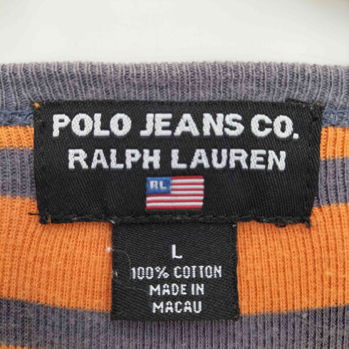 ポロジーンズカンパニーラルフローレン POLO JEANS COMPANY RALPH LAUREN アーチロゴ 刺繍 Vネック S/S 半袖 Tシャツ メンズ import:L