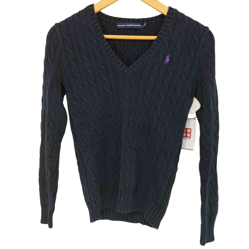 ラルフローレンスポーツ RALPH LAUREN SPORT ポニー刺繍 ケーブル編み Vネック プルオーバー ニット セーター レディース import:XS