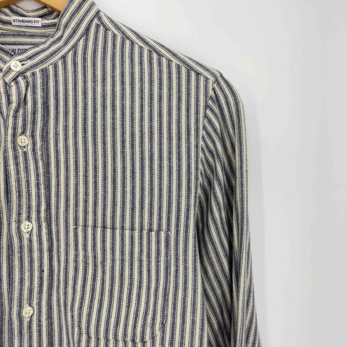 インディヴィジュアライズドシャツ individualized shirts STANDARD FIT ストライプ バンドカラー 長袖シャツ メンズ 14 1/2-32