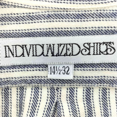 インディヴィジュアライズドシャツ individualized shirts STANDARD FIT ストライプ バンドカラー 長袖シャツ メンズ 14 1/2-32