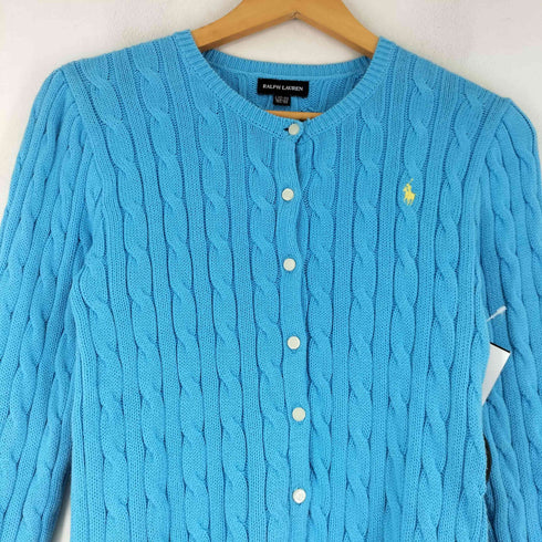 ラルフローレン RALPH LAUREN スモールポニー刺繍 クルーネック ケーブルニット ペプラムカーディガン レディース import:L