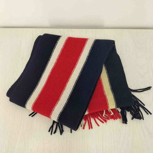 フレッドペリー FRED PERRY MACKIE マルチストライプ ローレルリース刺繍 フリンジマフラー メンズ