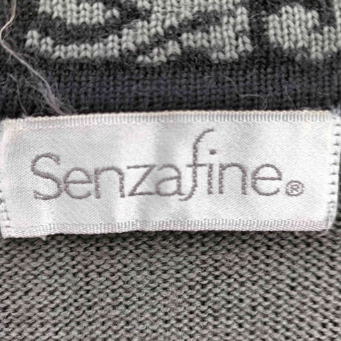 Senzafine ラメ糸 花刺繍 金ボタン ウール カーディガン レディース JPN:13号