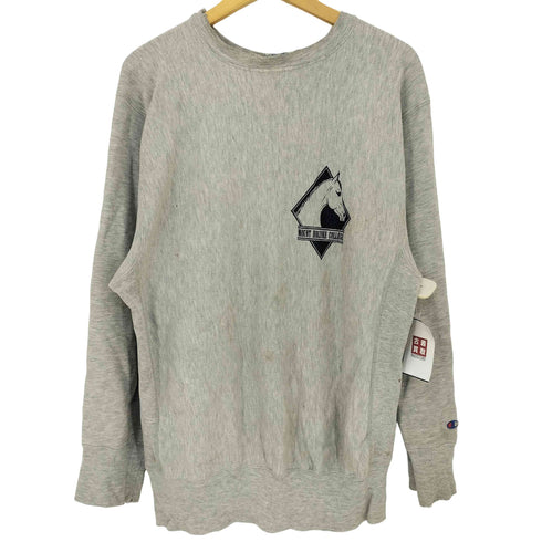 チャンピオン Champion 90s 刺繍タグ前期 USA製 REVERSE WEAVE 両面染み込みプリント 二段 袖目有り カレッジスウェット メンズ import:XL