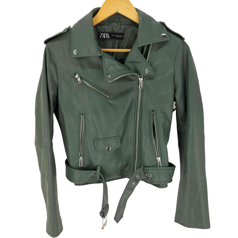 ザラ ZARA フェイクレザー ダブルライダースジャケット レディース import:M