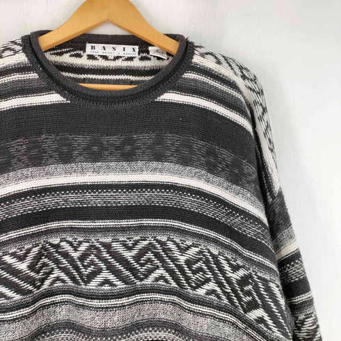 BASIX 90S コットンリネン ロールネックデザインニット メンズ import:XL