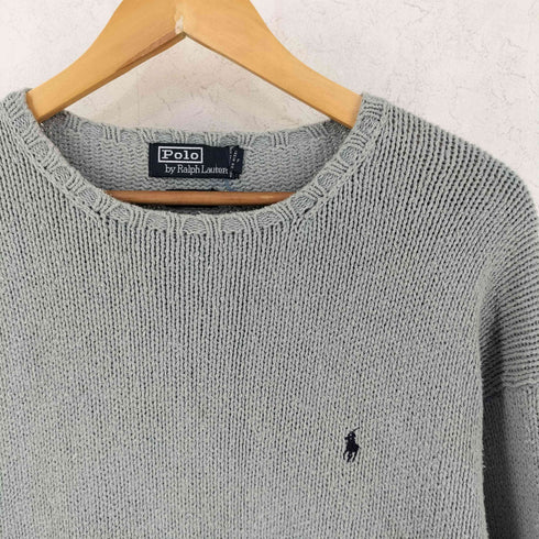 ポロバイラルフローレン Polo by RALPH LAUREN 90S ロゴ刺繍 クルーネック コットン ニット メンズ L