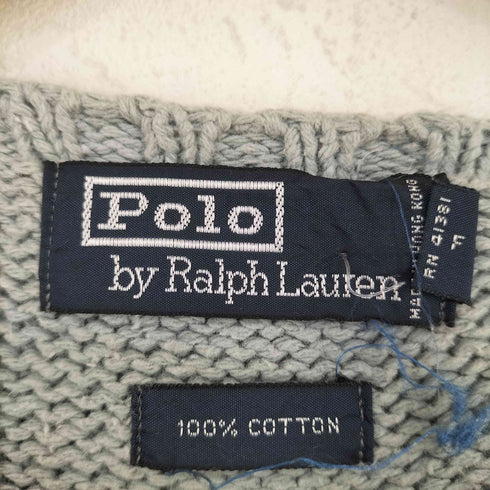 ポロバイラルフローレン Polo by RALPH LAUREN 90S ロゴ刺繍 クルーネック コットン ニット メンズ L