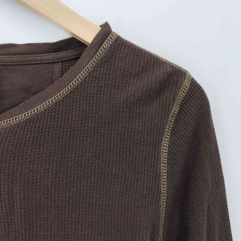 ギャップ Gap 00s マルチボタン ワッフル ヘンリーネック長袖カットソー Y2K レディース import:S