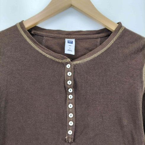 ギャップ Gap 00s マルチボタン ワッフル ヘンリーネック長袖カットソー Y2K レディース import:S