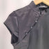 ザラ ZARA サイドボタン チャイナ サテントップス Y2K レディース import:XS