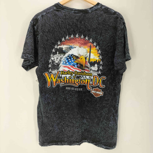 ハーレーダビッドソン HARLEY-DAVIDSON 両面プリント アシッドウォッシュTシャツ メンズ import:L