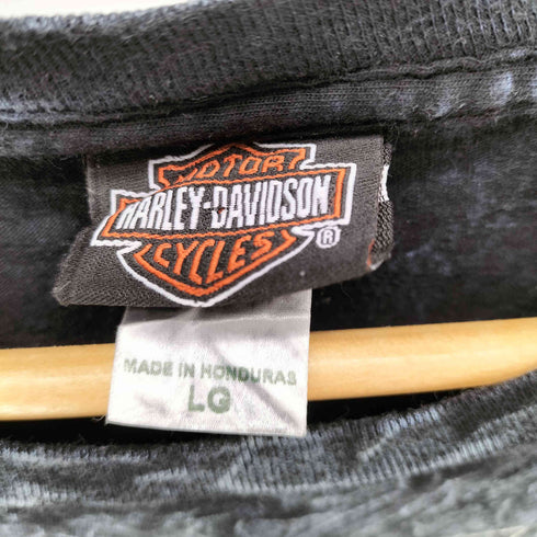 ハーレーダビッドソン HARLEY-DAVIDSON 両面プリント アシッドウォッシュTシャツ メンズ import:L