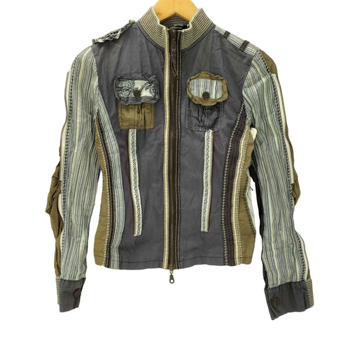 ERICOT CHIC スタンドカラージップアップジャケットクレイジーパターン レディース US:6